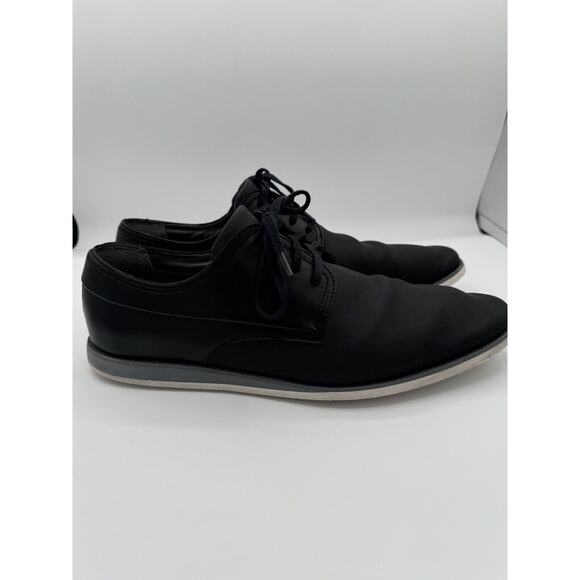 MENS CALVIN KLEIN KELLEN EMBOSS LEATHER DRESS SHOES BLACK OXFORD SZ 12 - Picture 2 of 6